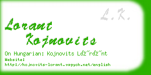 lorant kojnovits business card